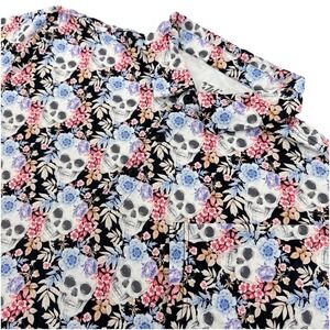 1764 Golf Polo Shirt Mens 2XL Day of the Dead Skull Print Performance Polo